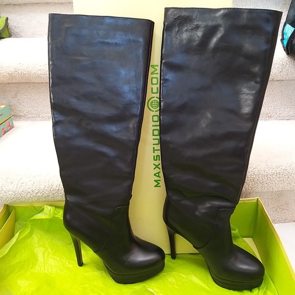 Maxstudio Apres KneeHigh leather stiletto Platform Size 6 - EUC - Picture 2 of 12